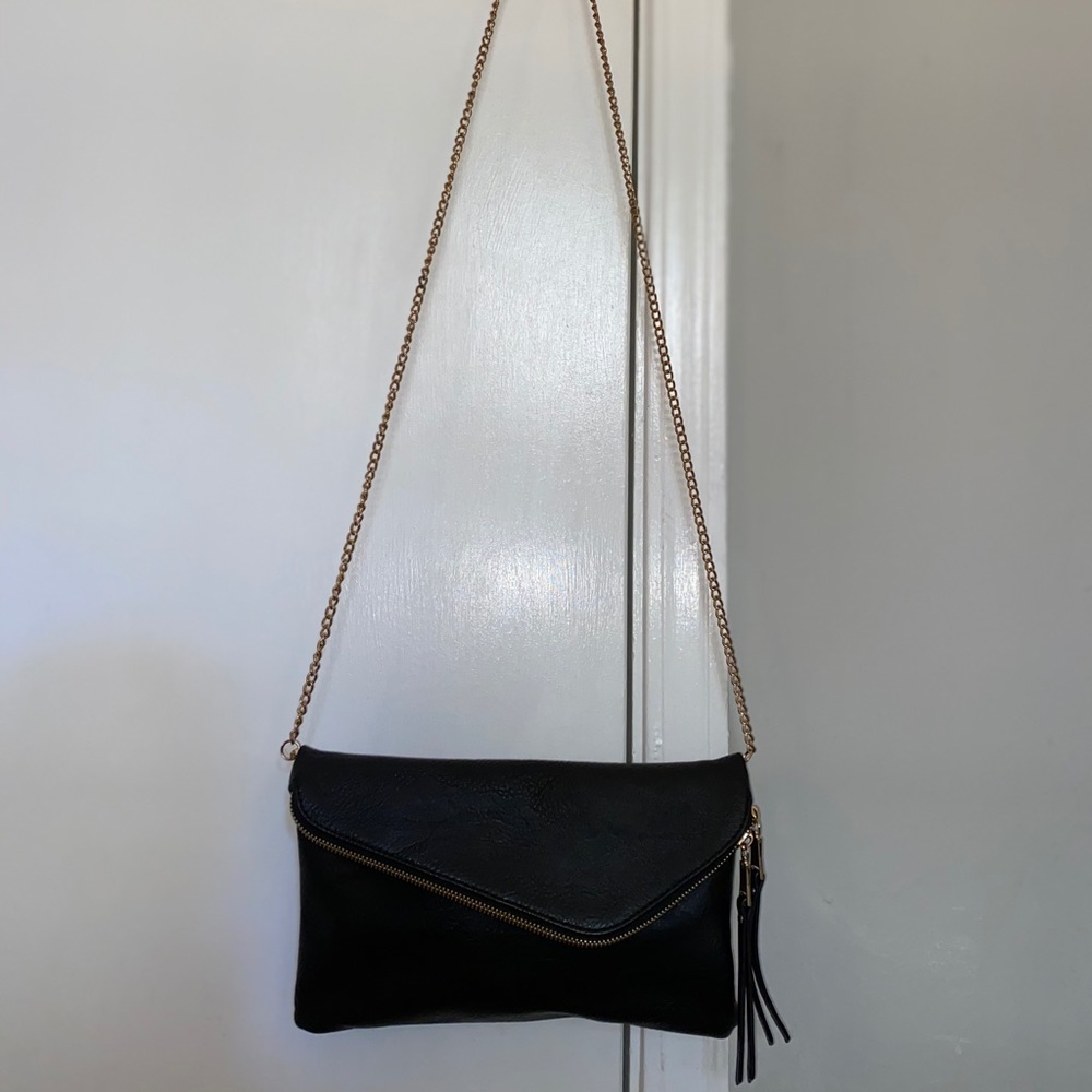 Leather Purse with Gold Chain